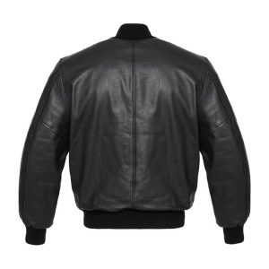 Wholesale Custom Logo Black Letterman Real Leather Bomber Varsity Jacket for Men