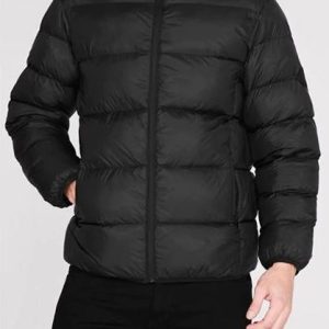 Classic Full Sleeves Zip Up Hooded Two Pockets Custom Winter Microbubble Jacket for Men