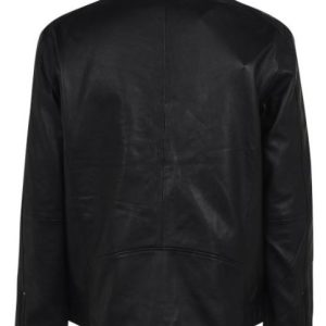 New Arrivals 100% Genuine Lambskin Leather Cotton Lining Full zip fastening Long sleeves 2 pockets Black Leather Jacket for Men