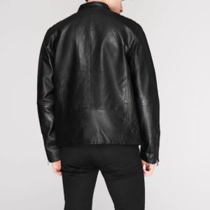 New Arrivals 100% Genuine Lambskin Leather Cotton Lining Full zip fastening Long sleeves 2 pockets Black Leather Jacket for Men