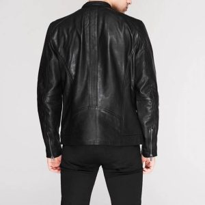 Leather Jacket Latest Fashion Wholesale Custom Full Zip Full Sleeves 2 pockets Lamb skin Leather Jacket Coat for Men