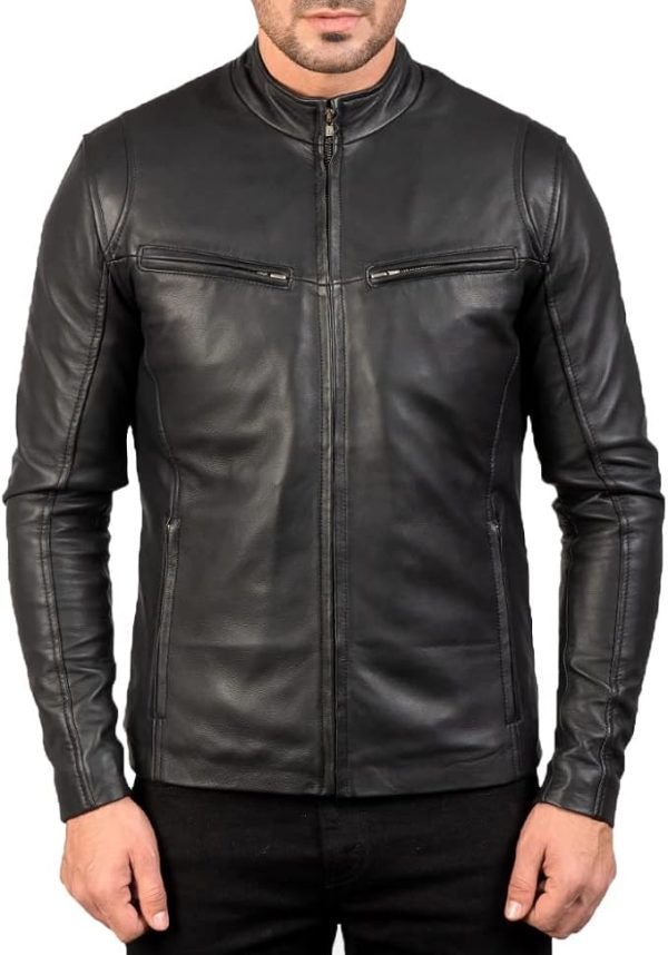 Trendy Men's Genuine Sheep Skin Leather Biker Jacket Real Motorcycle Jacket for Men