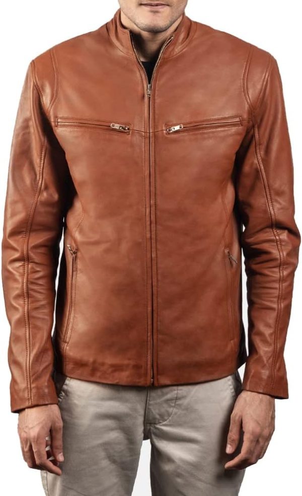 Trendy Men's Genuine Sheep Skin Leather Biker Jacket Real Motorcycle Jacket for Men