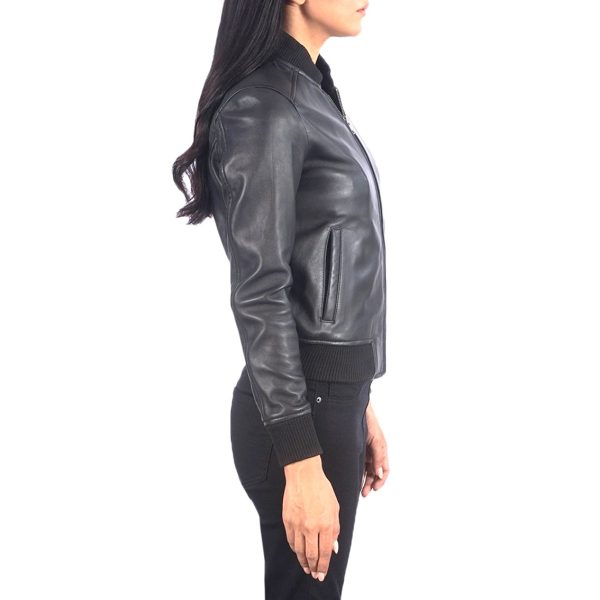 Women's Stylish Real Leather Motocross Racer Jacket Black Maroon Bomber Genuine Leather Jacket