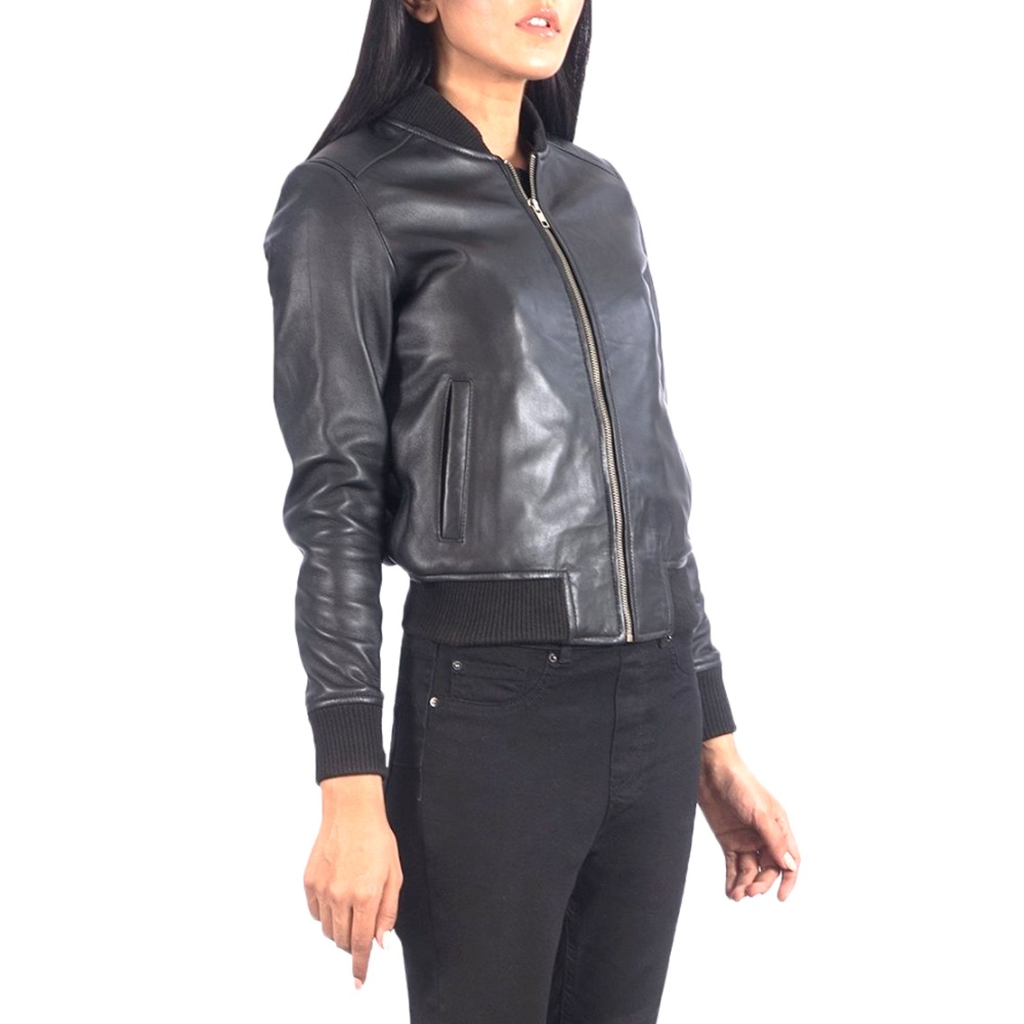 Women's Stylish Real Leather Motocross Racer Jacket Black Maroon Bomber Genuine Leather Jacket