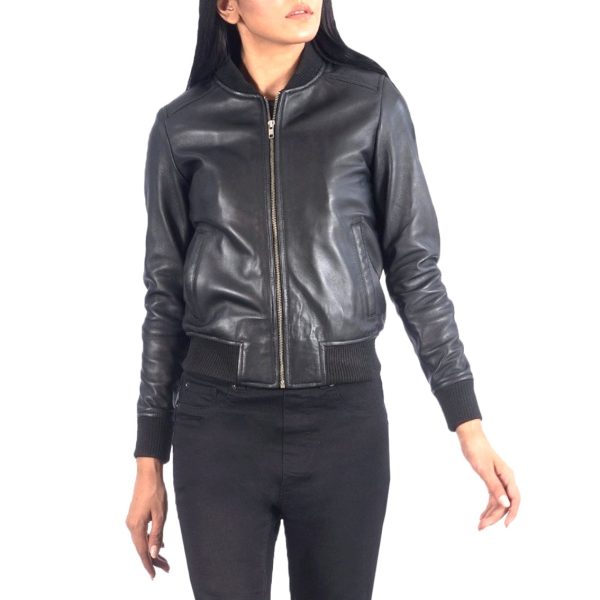 Women's Stylish Real Leather Motocross Racer Jacket Black Maroon Bomber Genuine Leather Jacket