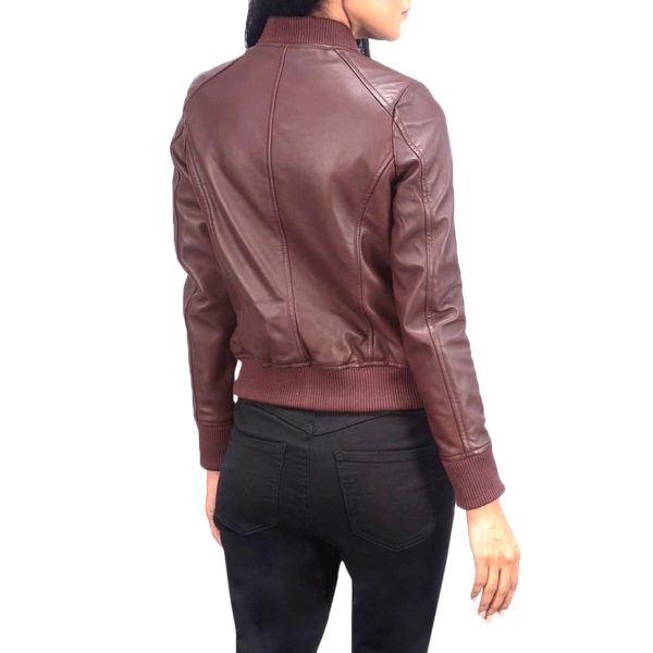 Women's Stylish Real Leather Motocross Racer Jacket Black Maroon Bomber Genuine Leather Jacket