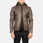 Latest Fashion Men’s Brown Removable Hooded 100% Genuine Leather Biker Jacket