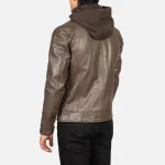 Latest Fashion Men’s Brown Removable Hooded 100% Genuine Leather Biker Jacket