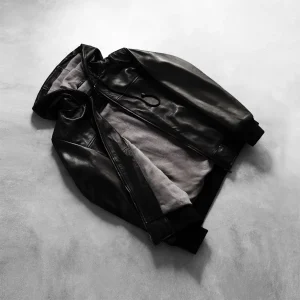 Men’s Black Hooded Leather Bomber Jacket – Real Sheepskin, Fleece Lined, Zipper