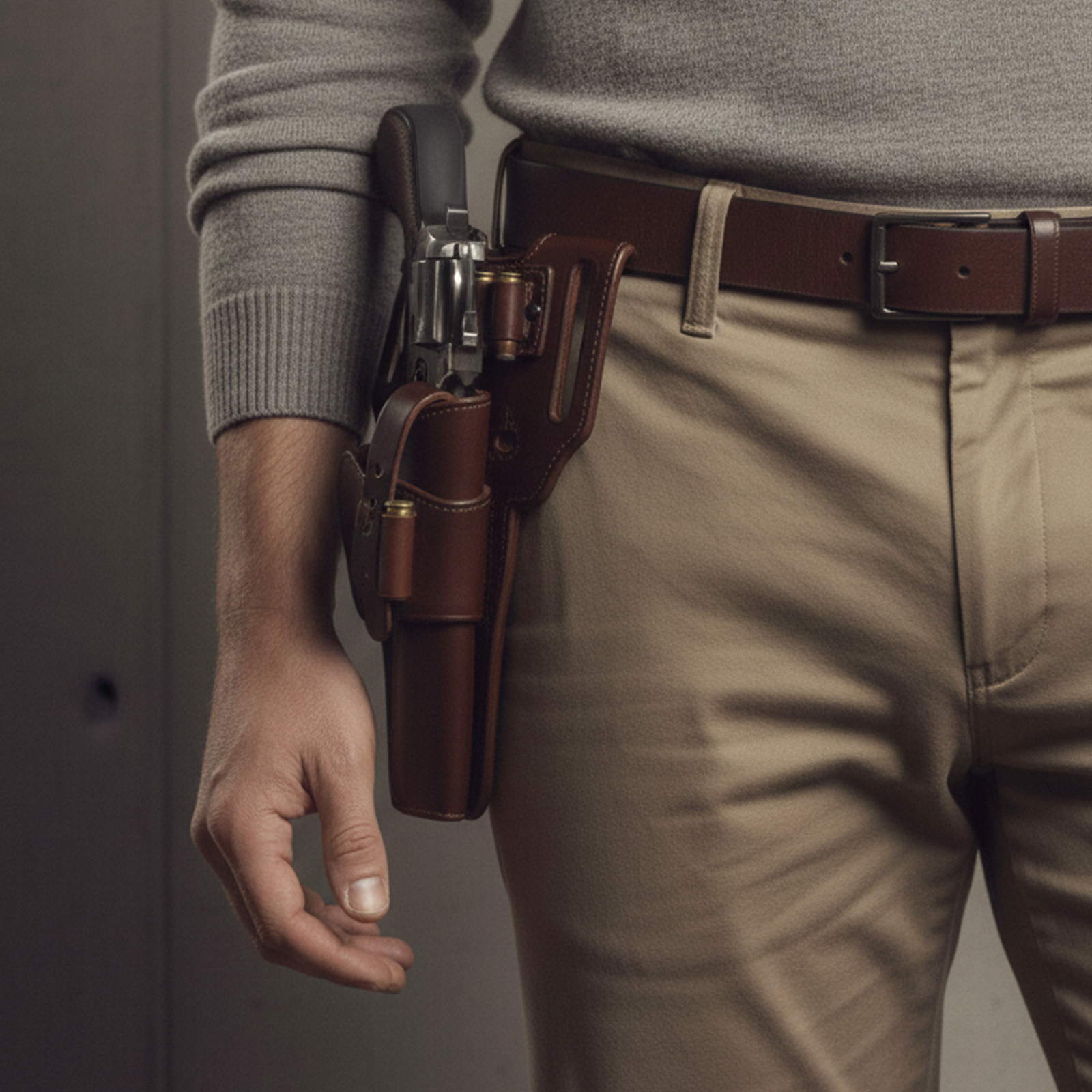 Brown Leather Holster – Hand-Stitched Genuine Hide, Comfortable Concealed Carry