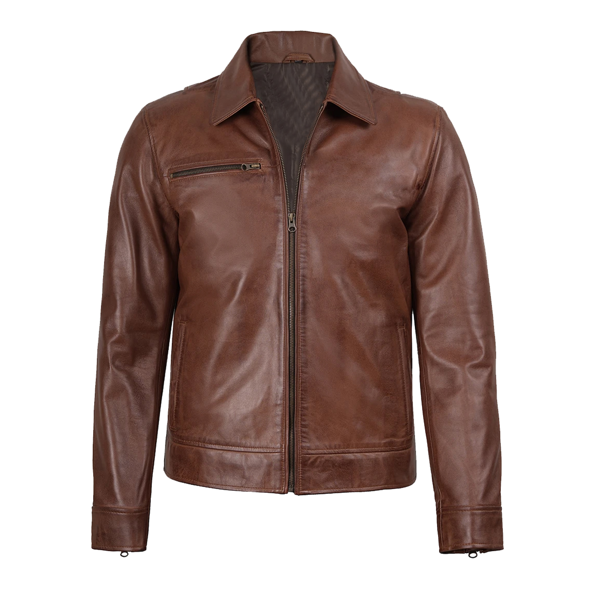 Men’s Genuine Lambskin Leather Biker Jacket Classic Motorcycle Real Leather Coat