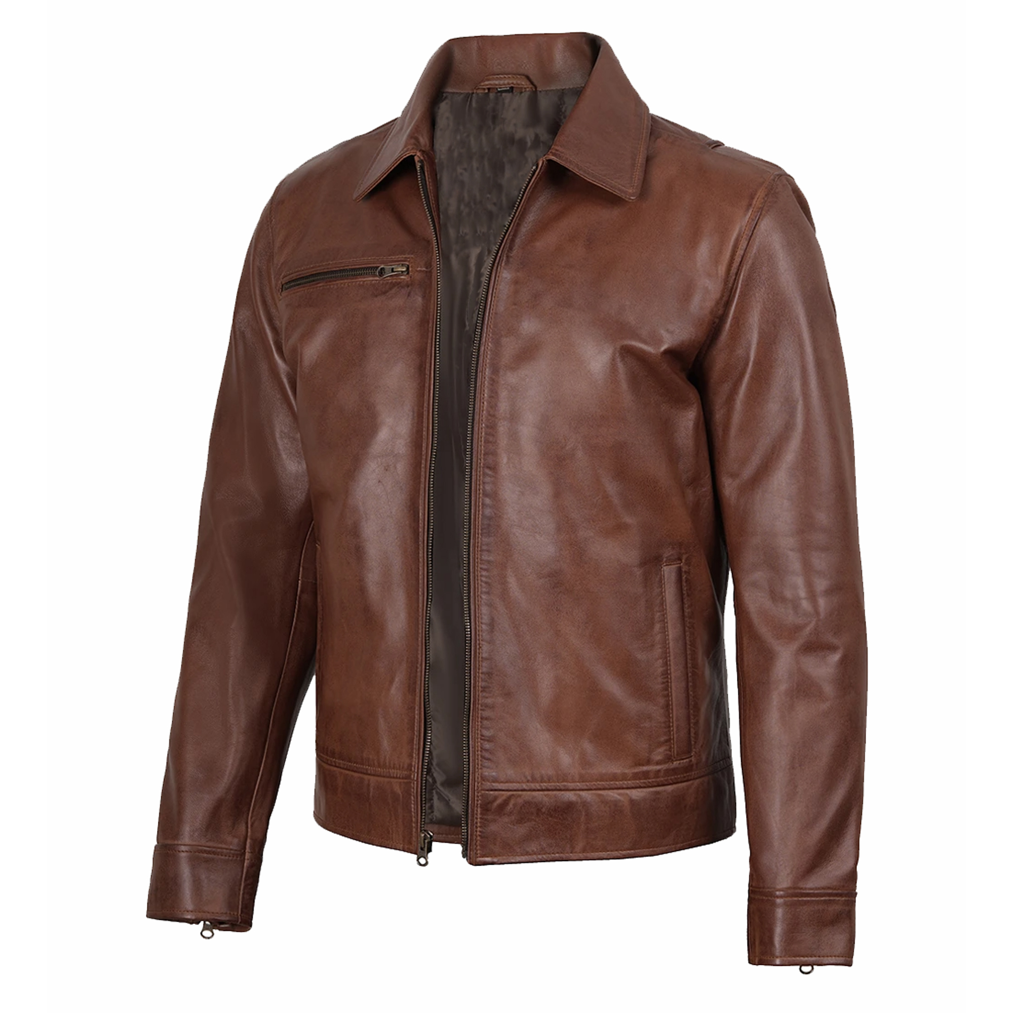 Men’s Genuine Lambskin Leather Biker Jacket Classic Motorcycle Real Leather Coat