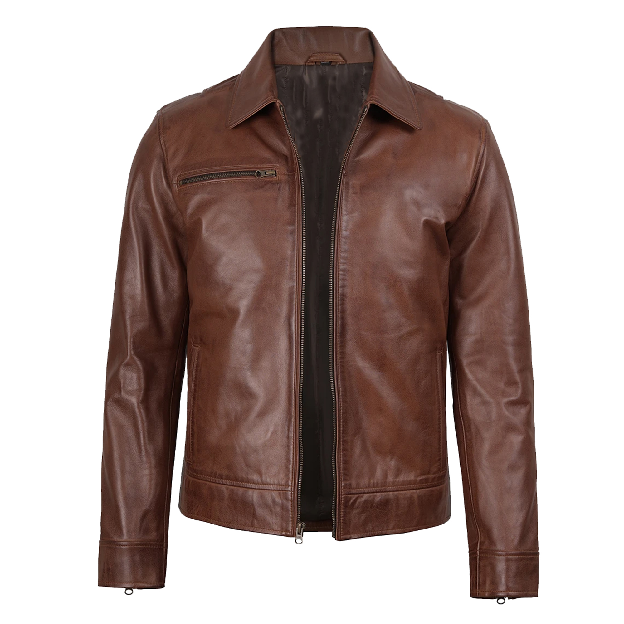 Men’s Genuine Lambskin Leather Biker Jacket Classic Motorcycle Real Leather Coat