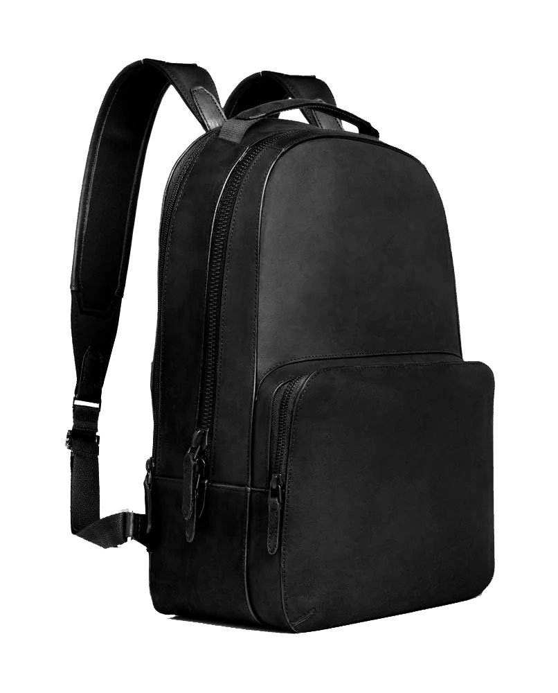 Handmade Full Grain Leather Backpack Black Mens Womens 15" Laptop Bag Daypack